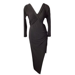 Fashion Nova Black Asymmetrical Long Sleeve Dress